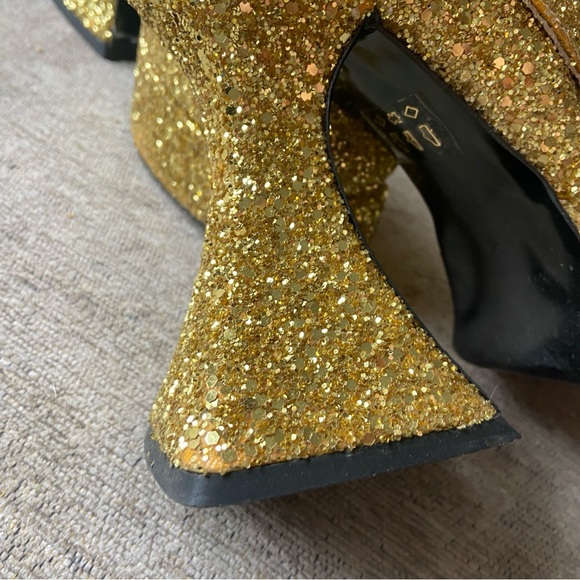 John Fluevog Gold Mega Munster Original Baroque Platform Heels - Picture 8 of 17